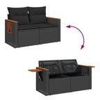 Conjunto de sofás de jardín 13 pcs Negro ratán sintético