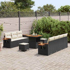 Conjunto de sofás de jardín con cojín 13 pcs Negro y crema
