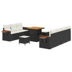 Conjunto de sofás de jardín con cojín 13 pcs Negro y crema