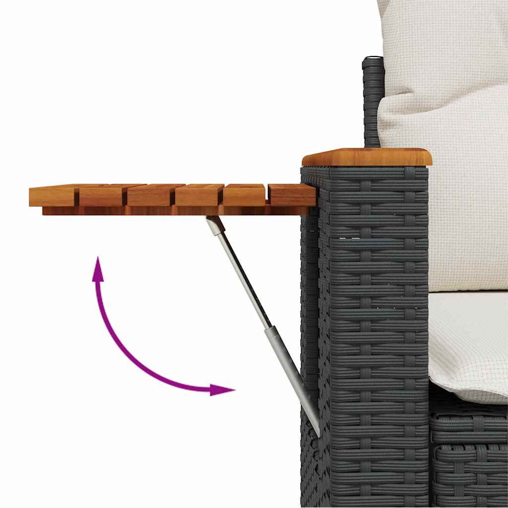 Conjunto de sofás de jardín con cojín 13 pcs Negro y crema