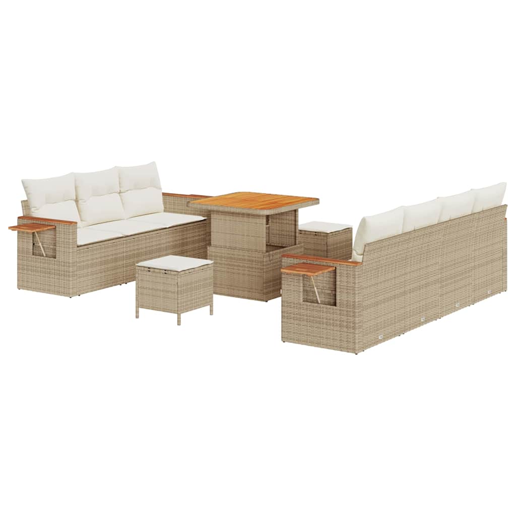 Conjunto de sofás de jardín con cojín 13 pcs Beige y Crema