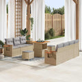 Conjunto de sofás de jardín con cojín 13 pcs Beige y Gris Claro