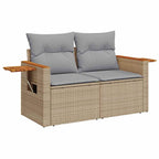 Conjunto de sofás de jardín con cojín 13 pcs Beige y Gris Claro