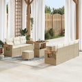 Conjunto de sofás de jardín con cojín 13 pcs Beige y Crema