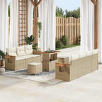 Conjunto de sofás de jardín con cojín 13 pcs Beige y Crema