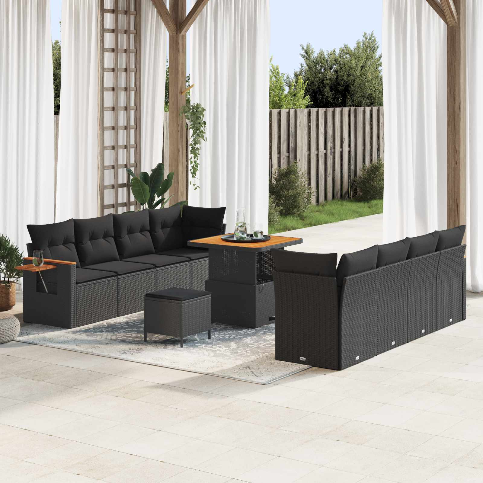 Conjunto de sofás de jardín 12 pcs Gris ratán sintético