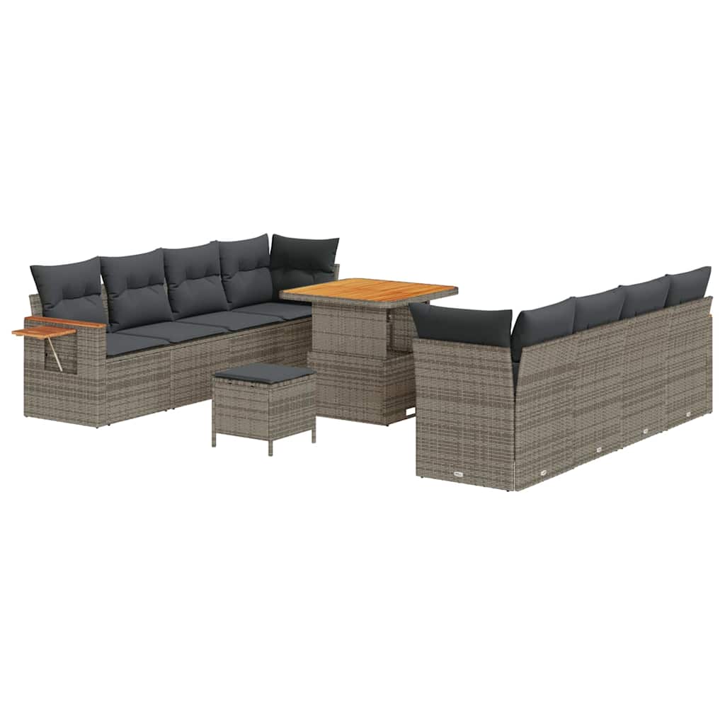Conjunto de sofás de jardín 12 pcs Gris ratán sintético