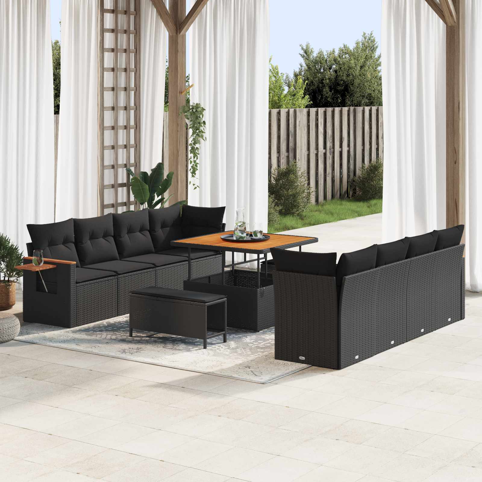 Conjunto de sofás de jardín 12 pcs Gris ratán sintético