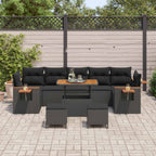 Conjunto de sofás de jardín 13 pcs Negro ratán sintético