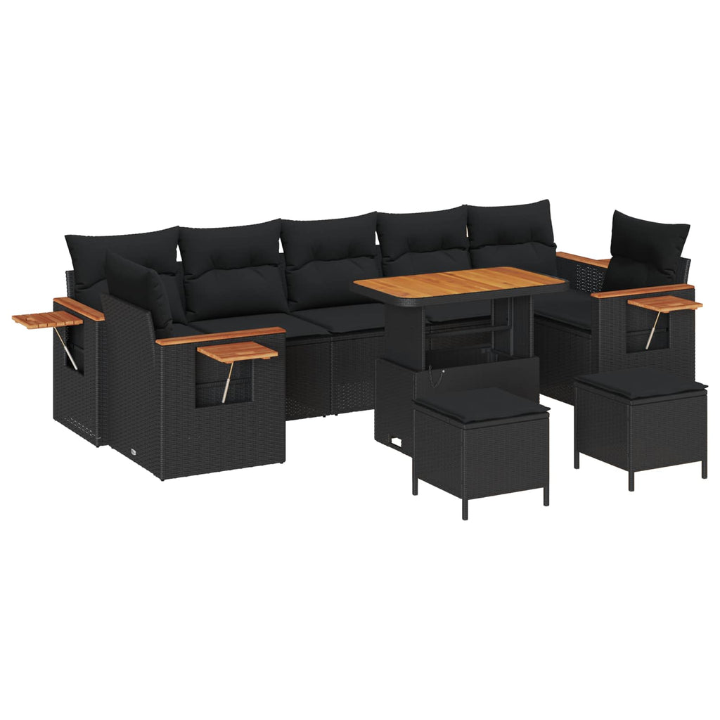 Conjunto de sofás de jardín 13 pcs Negro ratán sintético
