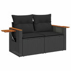 Conjunto de sofás de jardín 13 pcs Negro ratán sintético