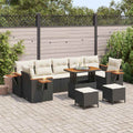 Conjunto de sofás de jardín con cojín 13 pcs Negro y crema