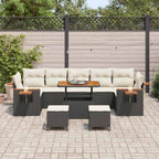 Conjunto de sofás de jardín con cojín 13 pcs Negro y crema