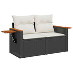 Conjunto de sofás de jardín con cojín 13 pcs Negro y crema