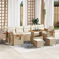 Conjunto de sofás de jardín con cojín 13 pcs Beige y Crema
