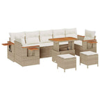 Conjunto de sofás de jardín con cojín 13 pcs Beige y Crema