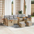 Conjunto de sofás de jardín con cojín 13 pcs Beige y Gris Claro