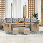 Conjunto de sofás de jardín con cojín 13 pcs Beige y Gris Claro