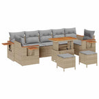 Conjunto de sofás de jardín con cojín 13 pcs Beige y Gris Claro