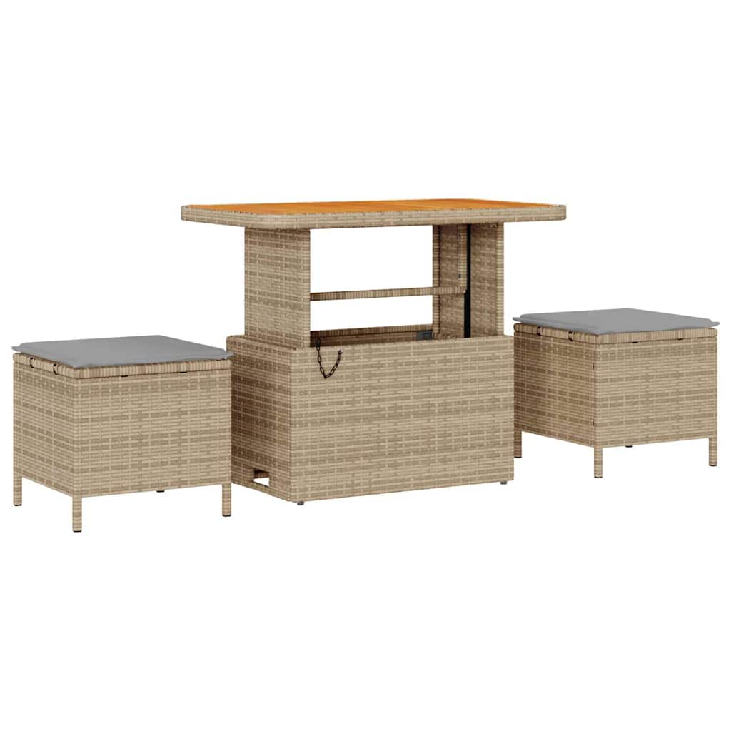 Conjunto de sofás de jardín con cojín 13 pcs Beige y Gris Claro