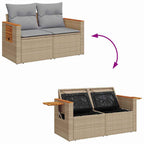 Conjunto de sofás de jardín con cojín 13 pcs Beige y Gris Claro