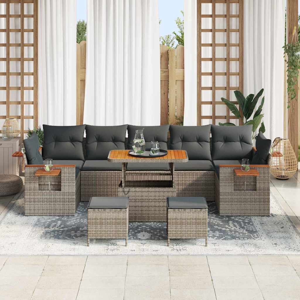 Conjunto de sofás de jardín 13 pcs Gris ratán sintético