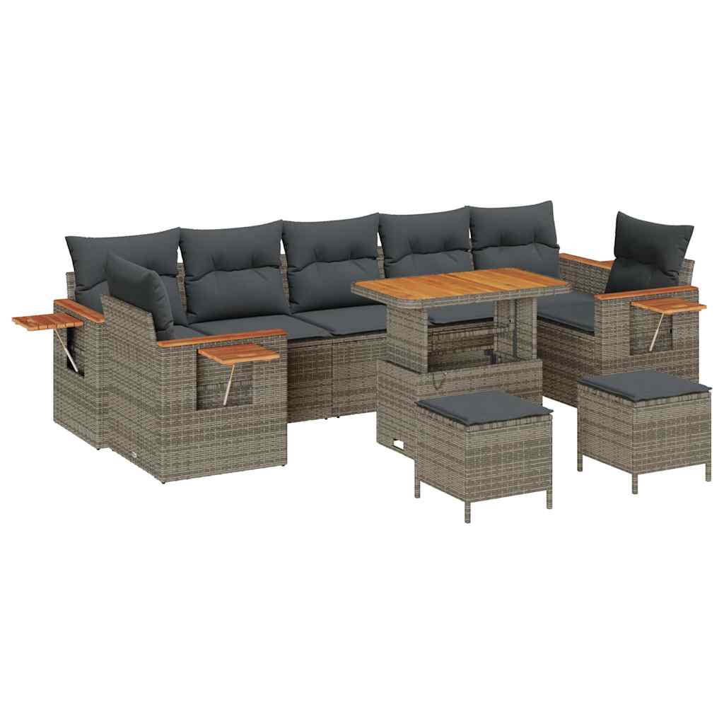 Conjunto de sofás de jardín 13 pcs Gris ratán sintético