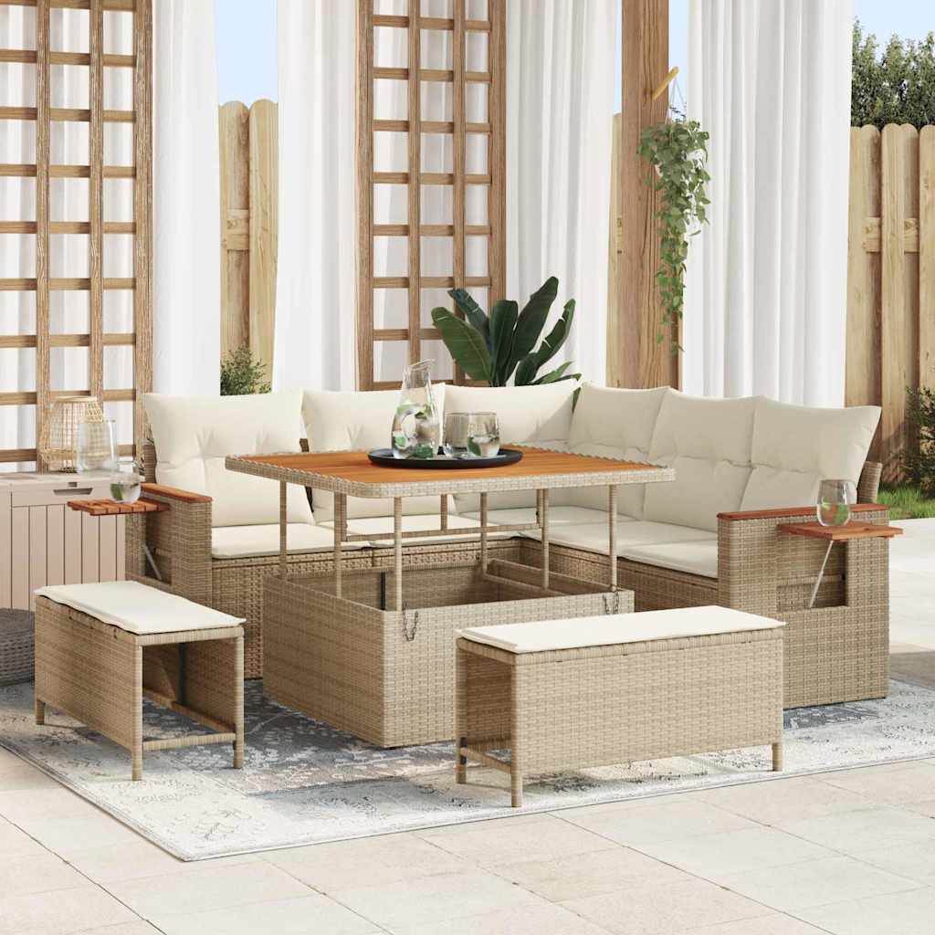 10-piece garden rattan sofa set Grey