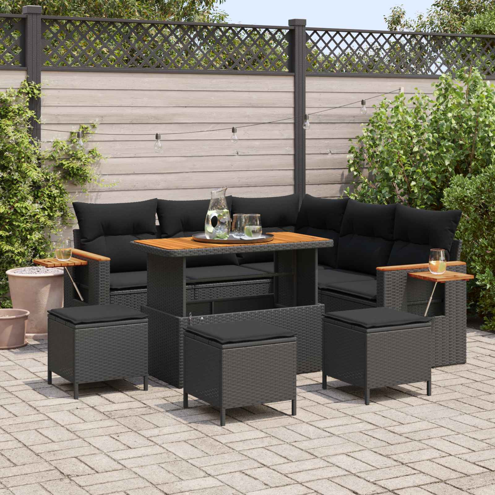 10-piece garden rattan sofa set Grey