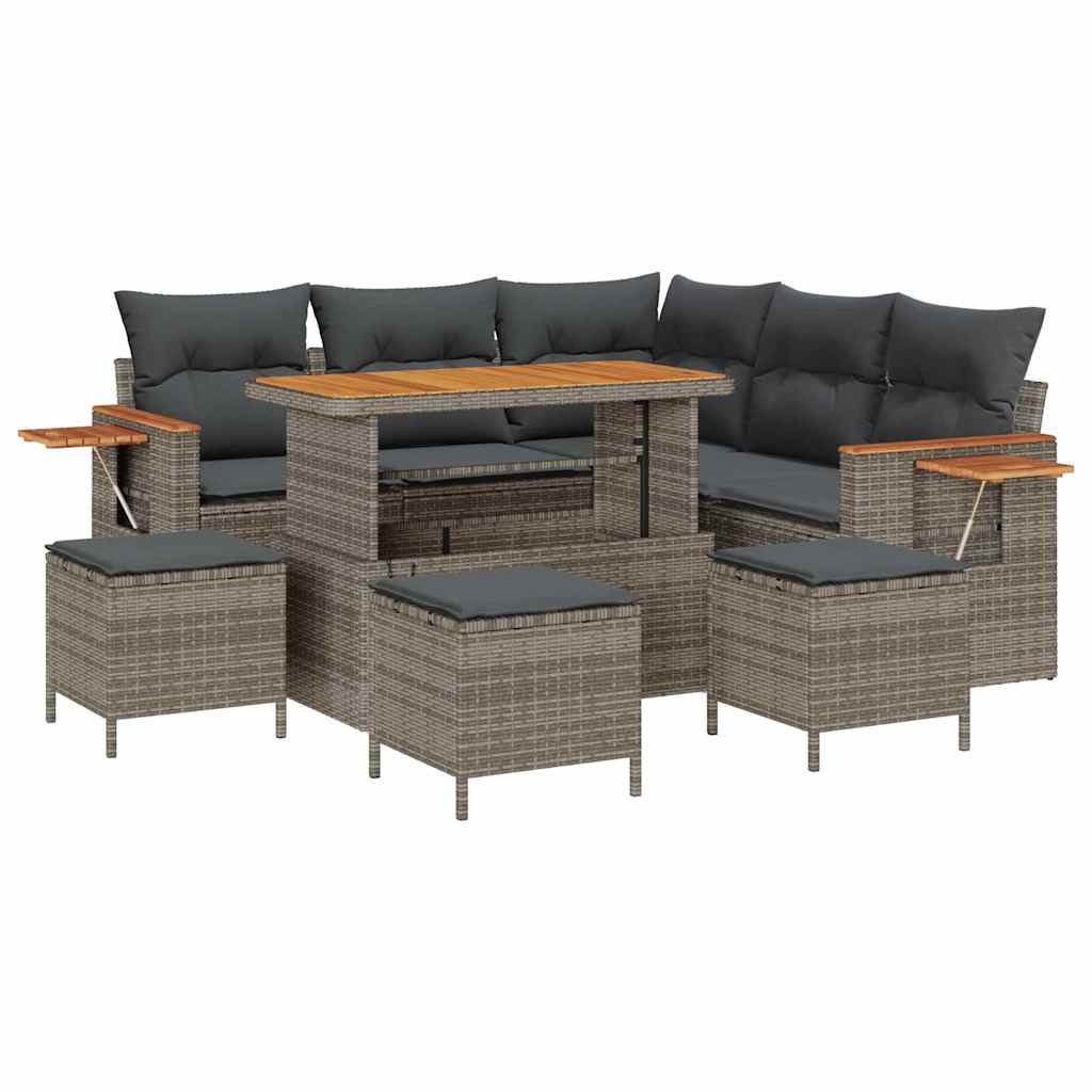 Conjunto de sofás de jardín 10 pcs Gris ratán sintético