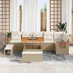 Conjunto de sofás de jardín con cojín 11 pcs Beige y Crema