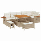 Conjunto de sofás de jardín con cojín 11 pcs Beige y Crema