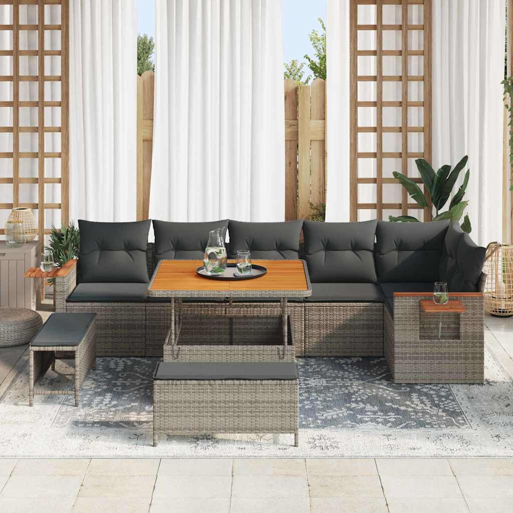 Conjunto de sofás de jardín 11 pcs Gris ratán sintético