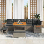 Conjunto de sofás de jardín 11 pcs Gris ratán sintético