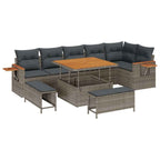 Conjunto de sofás de jardín 11 pcs Gris ratán sintético