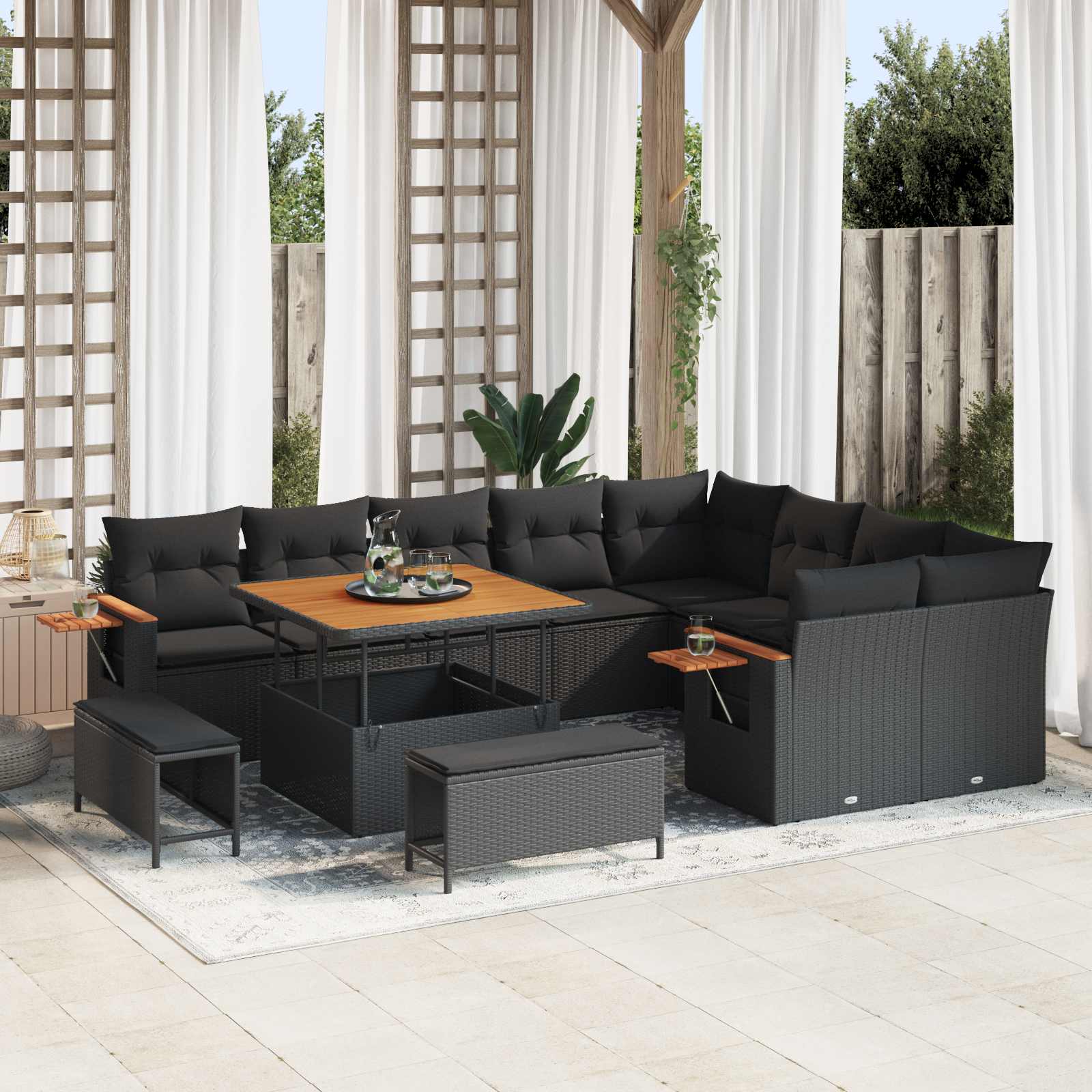 Conjunto de sofás de jardín 13 pcs Gris ratán sintético