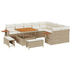 Conjunto de sofás de jardín con cojín 13 pcs Beige y Crema