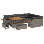 Conjunto de sofás de jardín 13 pcs Gris ratán sintético