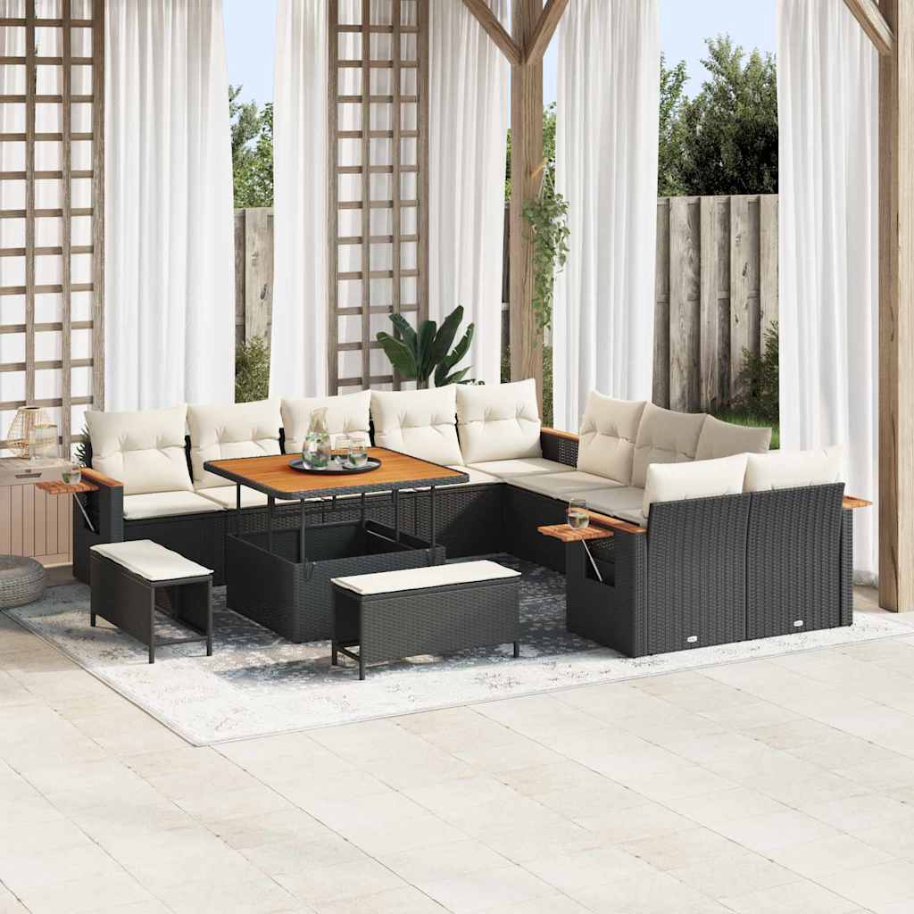 Conjunto de Sofás de Jardim com Almofada 17 Peças Bege e Creme