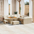 Conjunto de sofás de jardín con cojín 17 pcs Beige y Crema