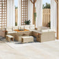 Conjunto de sofás de jardín con cojín 17 pcs Beige y Crema