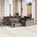 Conjunto de sofás de jardín 17 pcs Gris ratán sintético