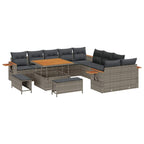 Conjunto de sofás de jardín 17 pcs Gris ratán sintético