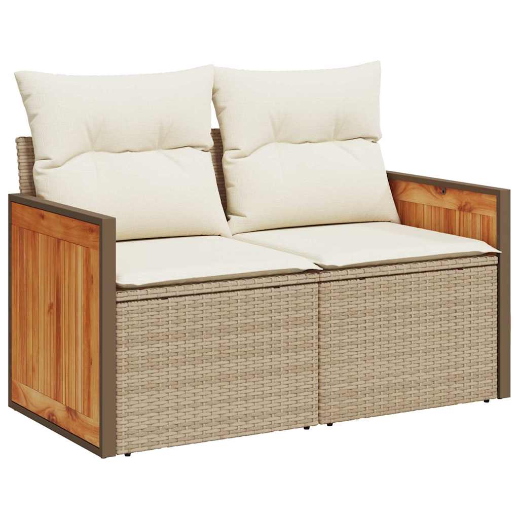 Conjunto de sofás de jardín con cojín 10 pcs Beige y Crema