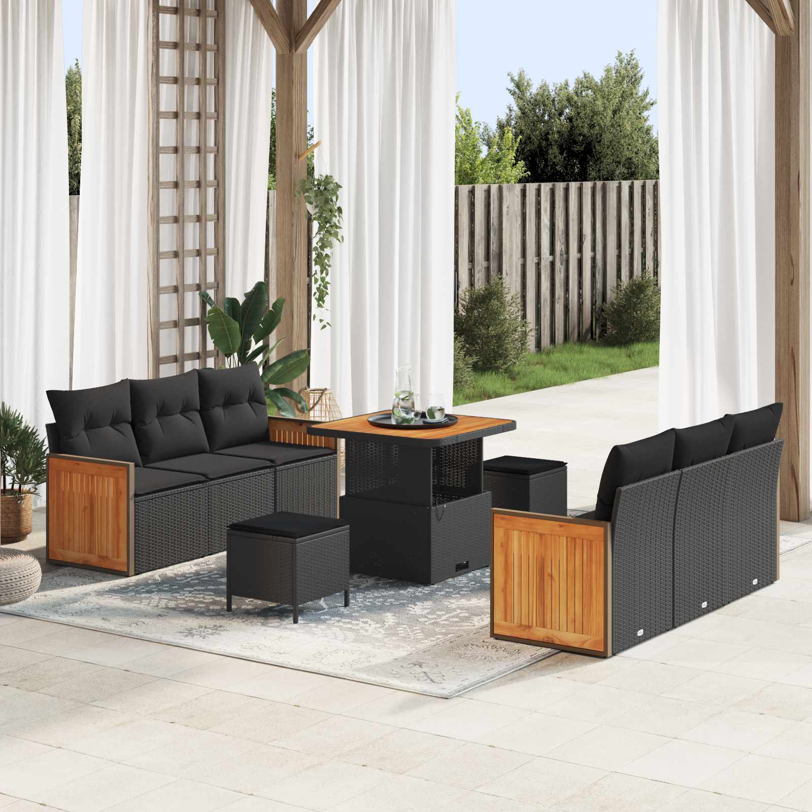 Conjunto de sofás de jardín 11 pcs Gris ratán sintético