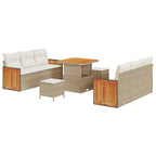Conjunto de sofás de jardín con cojín 11 pcs Beige y Crema