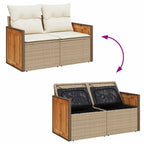 Conjunto de sofás de jardín con cojín 11 pcs Beige y Crema
