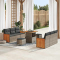 Conjunto de sofás de jardín 11 pcs Gris ratán sintético