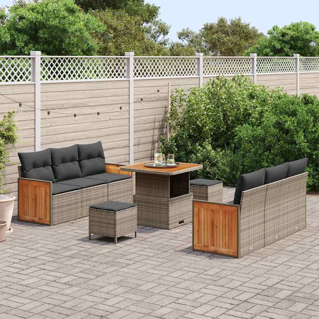 Conjunto de sofás de jardín 11 pcs Gris ratán sintético