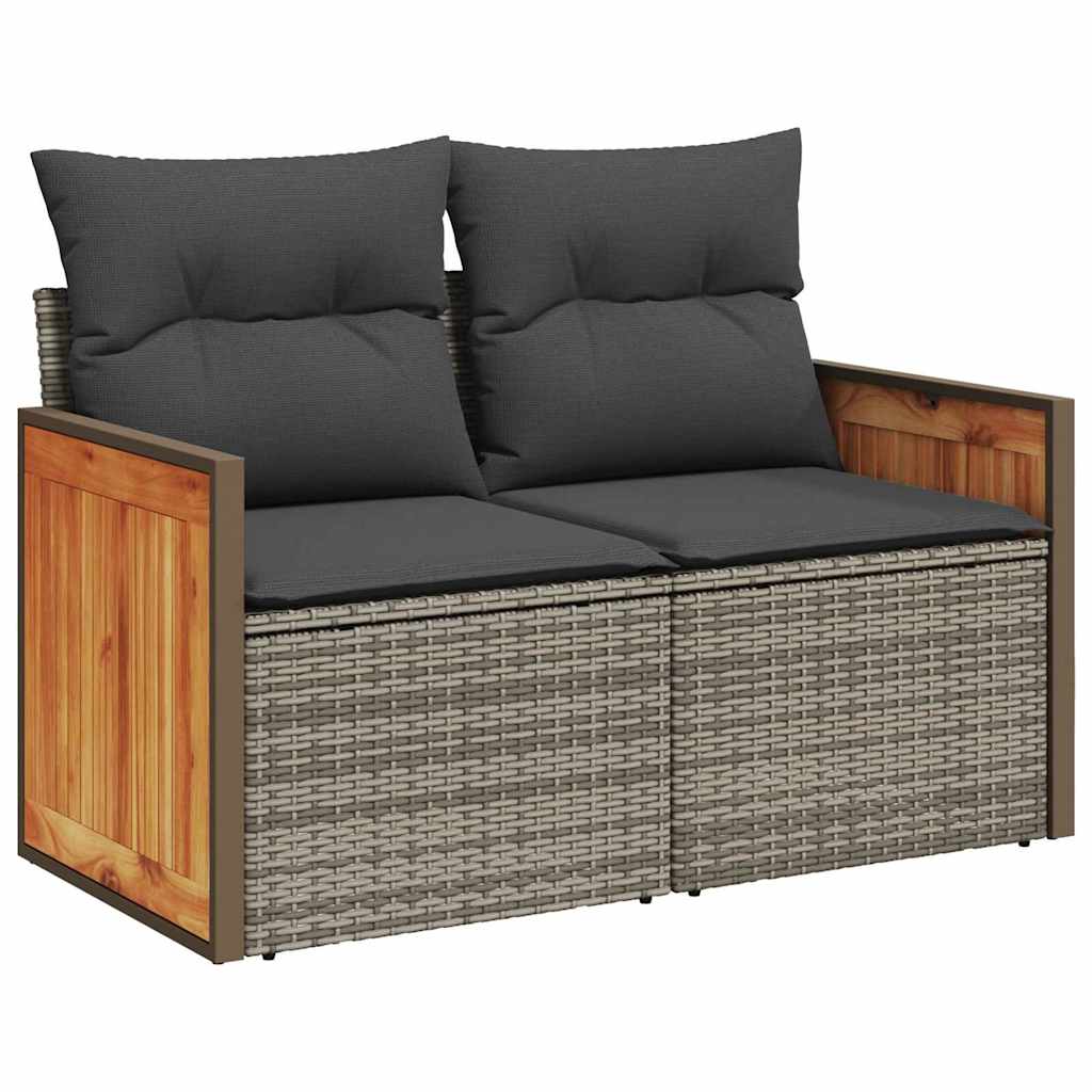 Conjunto de sofás de jardín 11 pcs Gris ratán sintético